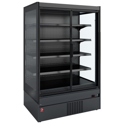 Meuble mural réfrigéré, joues vitrée, libre-service, portes battantes - Déco NOIRE SCM16-C5